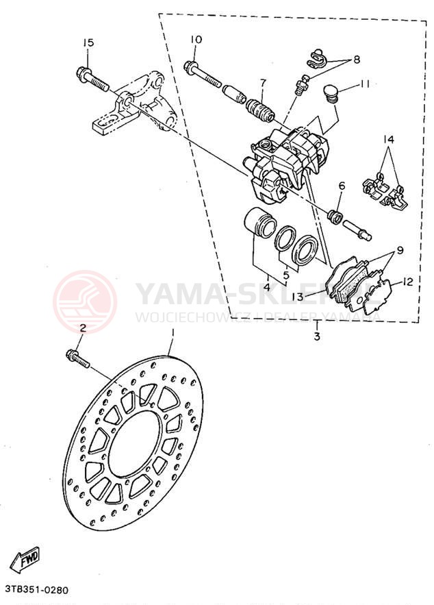 Schemat "Zacisk hamulcowy tylny" do Yamaha XT600EG/XT600EGC