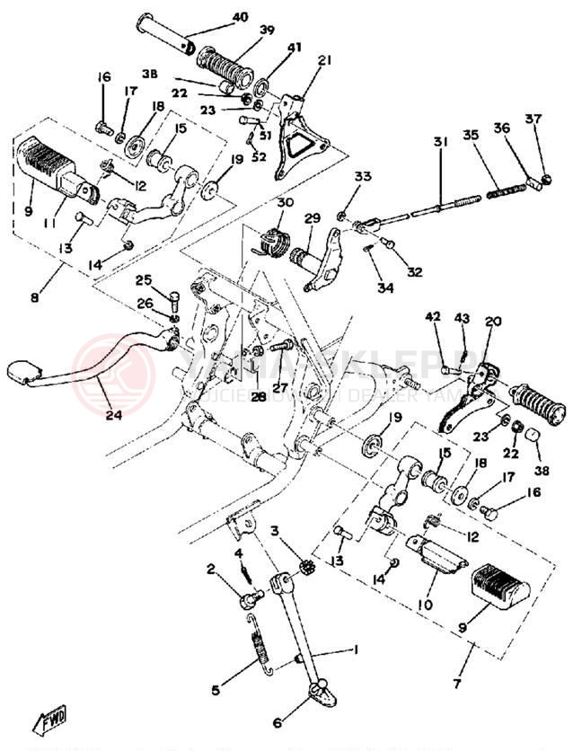 Schemat "Stopka postoj., dźw. Hamulca tył" do Yamaha XS360_2D