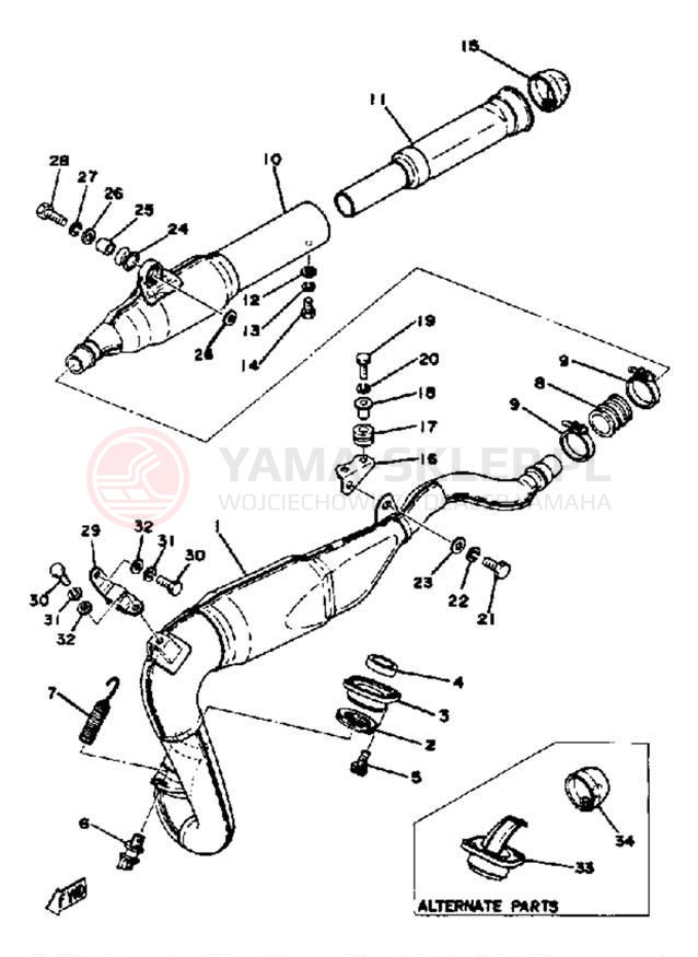Schemat "Wydech końcowy" do Yamaha IT175E