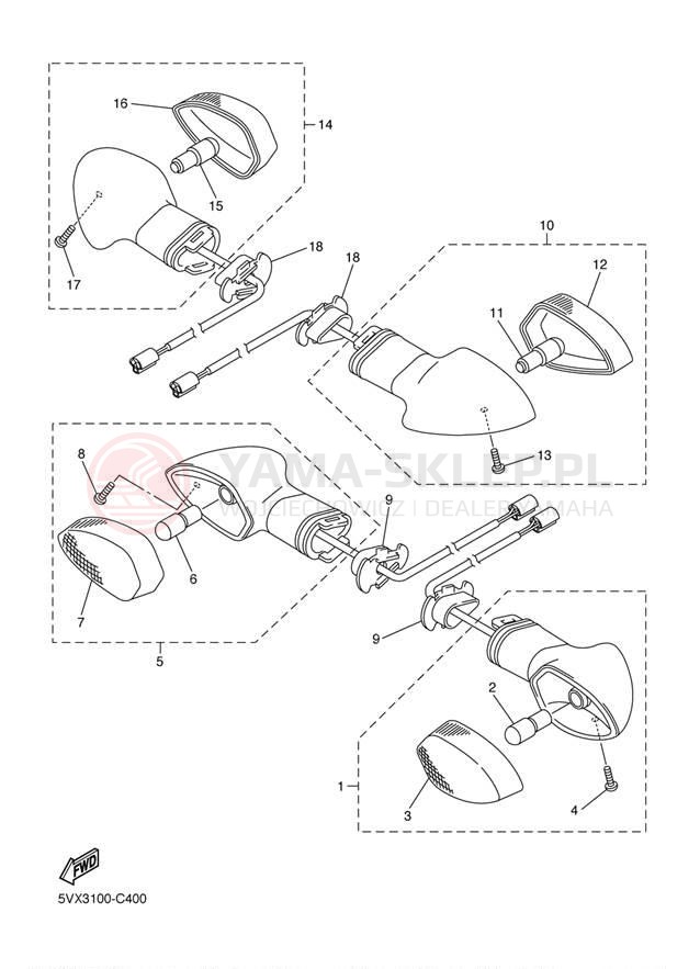 Schemat "kierunkowskazy" do Yamaha FZ6 FZ600SSC/FZ600SS
