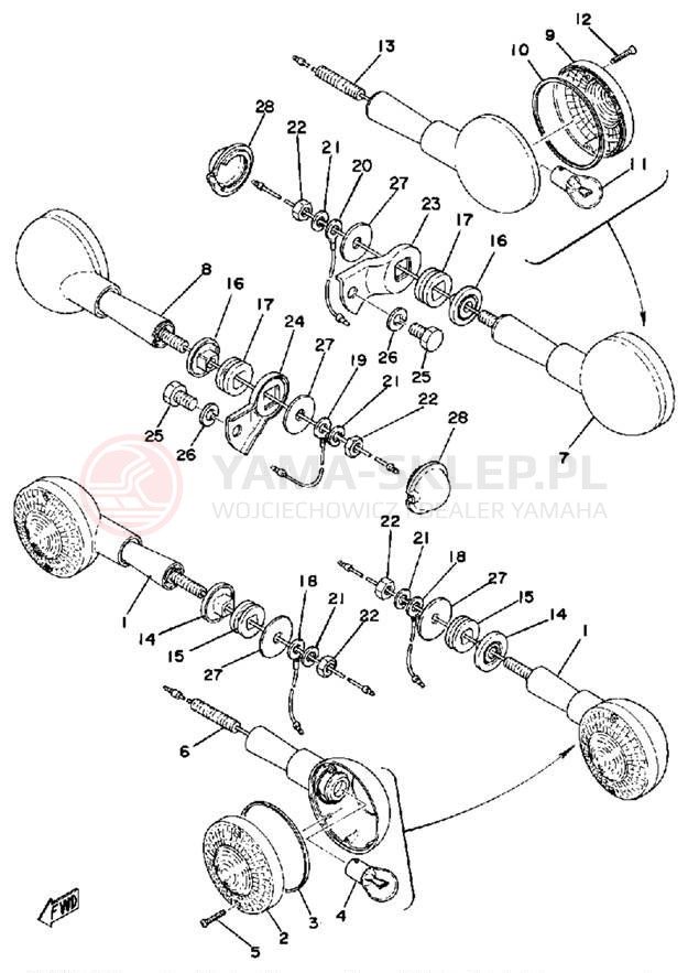 Schemat "kierunkowskazy" do Yamaha XS500D