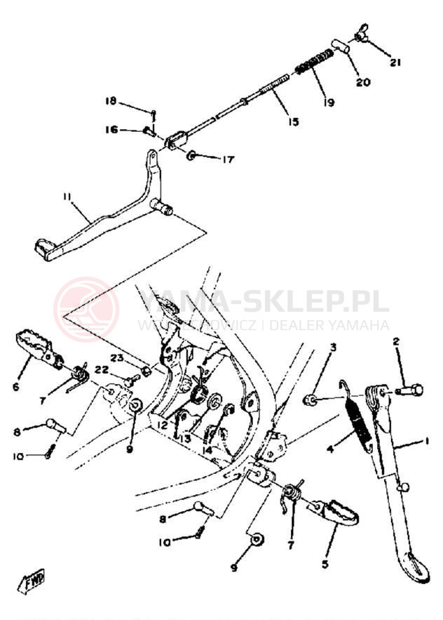 Schemat "Stopka postoj., dźw. Hamulca tył" do Yamaha YZ100E