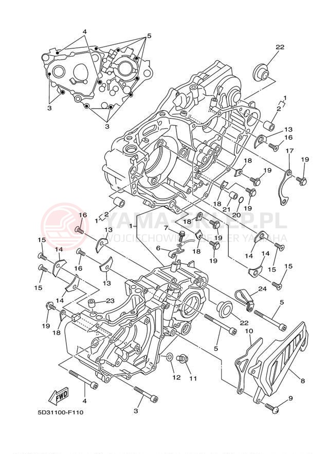 Schemat "Obudowa silnika" do Yamaha YFZ450 YFZ45DB/YFZ45DW