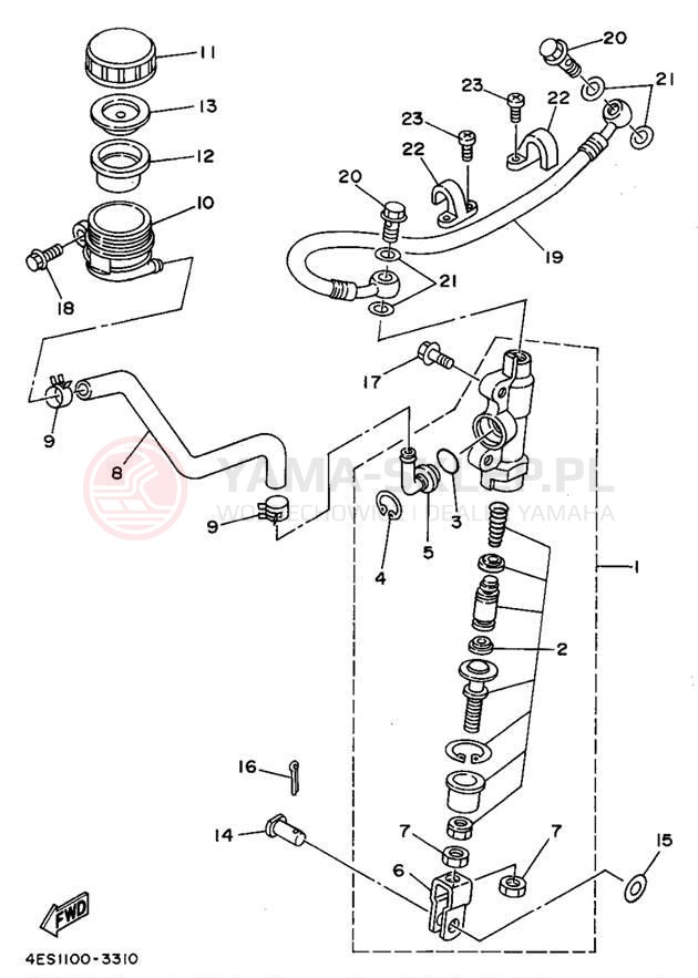 Schemat "Pompa hamulcowa tył" do Yamaha YZ80G1