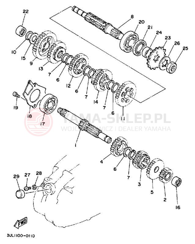 Schemat "Skrzynia biegów " do Yamaha RT100A