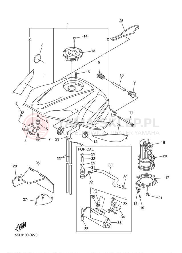 Schemat "zbiornik paliwa" do Yamaha YZFR6 YZFR6R/YZFR6RC