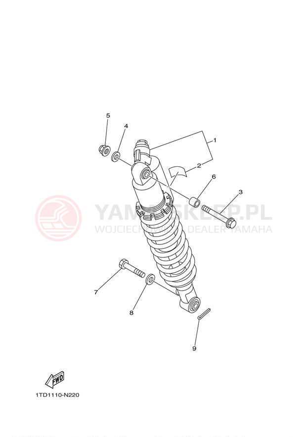 Schemat "zawieszenie tył" do Yamaha YFZ450R YFZ450REO/YFZ450REL