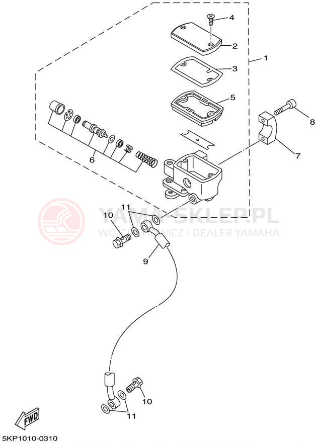 Schemat "Pompa hamulcowa przednia" do Yamaha V-STAR CUSTOM XVS650NC/XVS650N