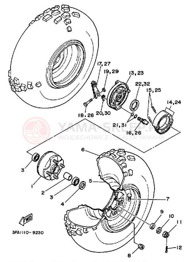 Schemat "Koło przód" do Yamaha BREEZE YFA1B