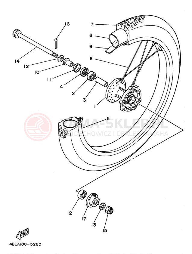 Schemat "Koło przód" do Yamaha SEROW XT225K/XT225KC