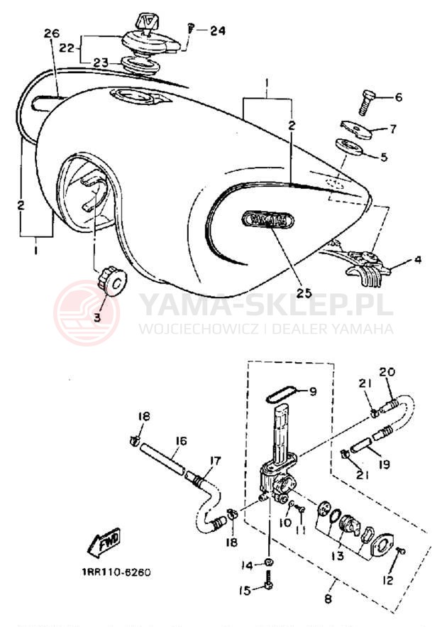 Schemat "zbiornik paliwa" do Yamaha VIRAGO 700 XV700SS/XV700SSC
