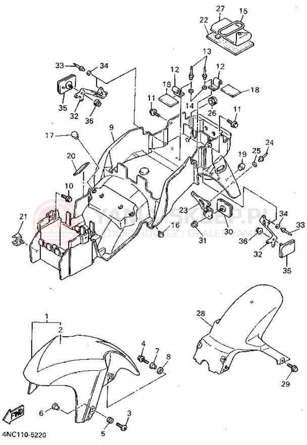 Schemat "błotnik" do Yamaha YZF600RGC