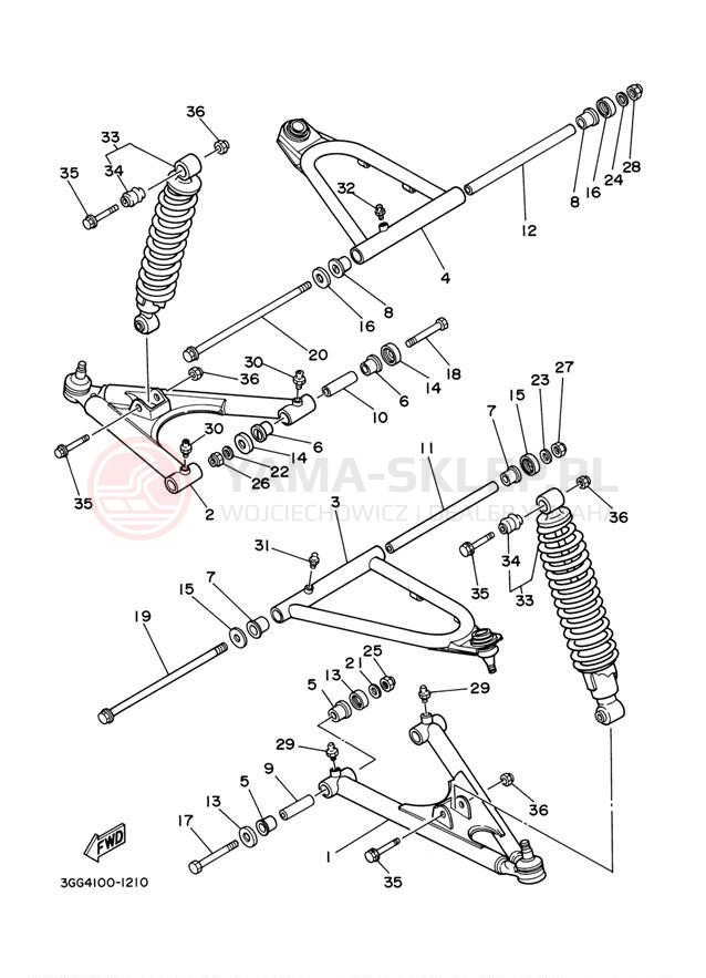 Schemat "Koło przód" do Yamaha BANSHEE YFZ350N