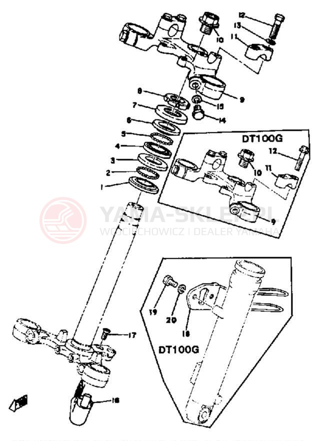 Schemat "Półki zawieszenia" do Yamaha DT100E