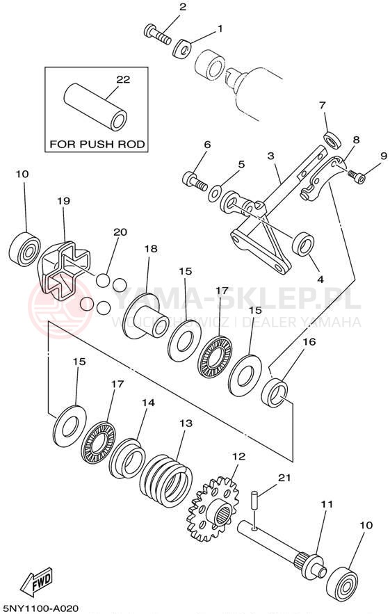 Schemat "Dźwignia zmiany biegów" do Yamaha YZ125 YZ125P