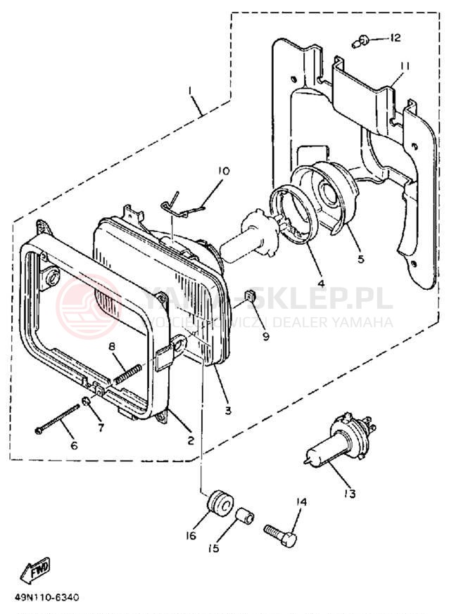 Schemat "Lampa przód" do Yamaha XT600UC/XT600U