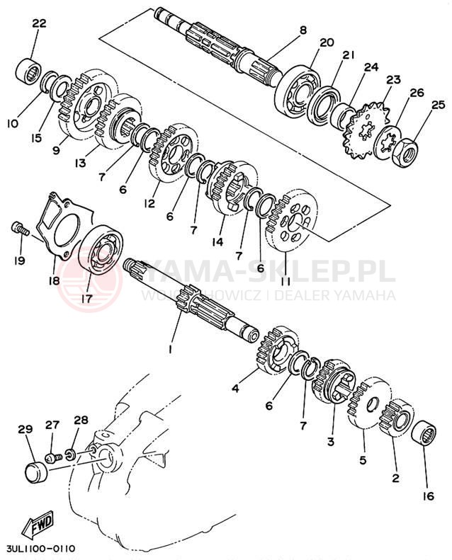 Schemat "Skrzynia biegów " do Yamaha RT100L