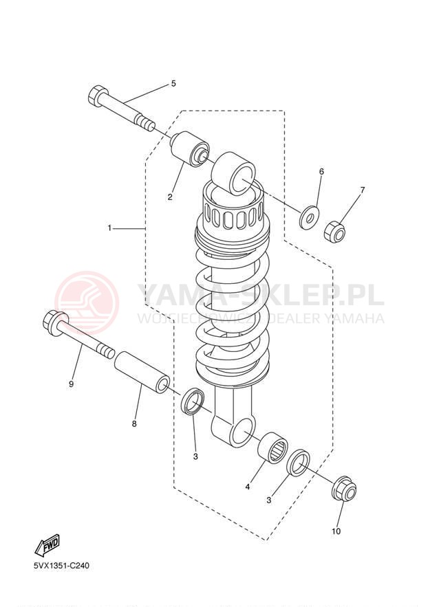 Schemat "zawieszenie tył" do Yamaha FZ6 FZS6TC/FZS6T