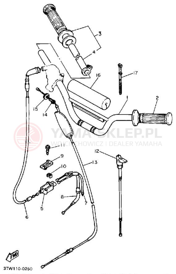 Schemat "Kierownica i osprzęt" do Yamaha BIG WHEEL BW80A