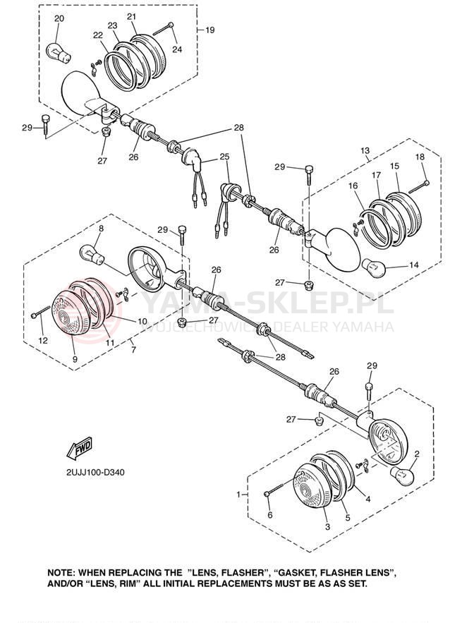 Schemat "kierunkowskazy" do Yamaha VIRAGO 535 XV535LC/XV535L