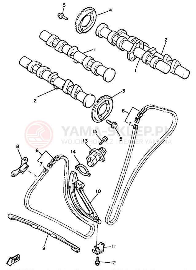 Schemat "Rozrząd - łańcuszek" do Yamaha XVZ12TK
