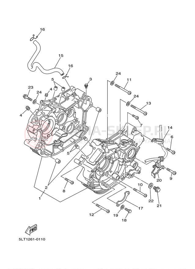 Schemat "Obudowa silnika" do Yamaha VIRAGO 250 XV250R/XV250RC