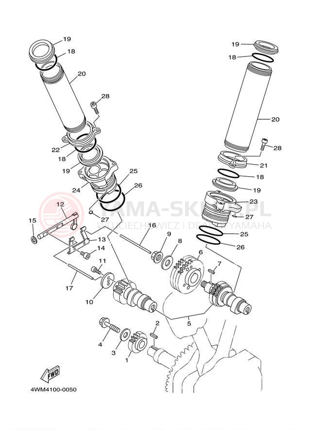 Schemat "Rozrząd - łańcuszek" do Yamaha ROAD STAR XV1600AMC/XV1600AM