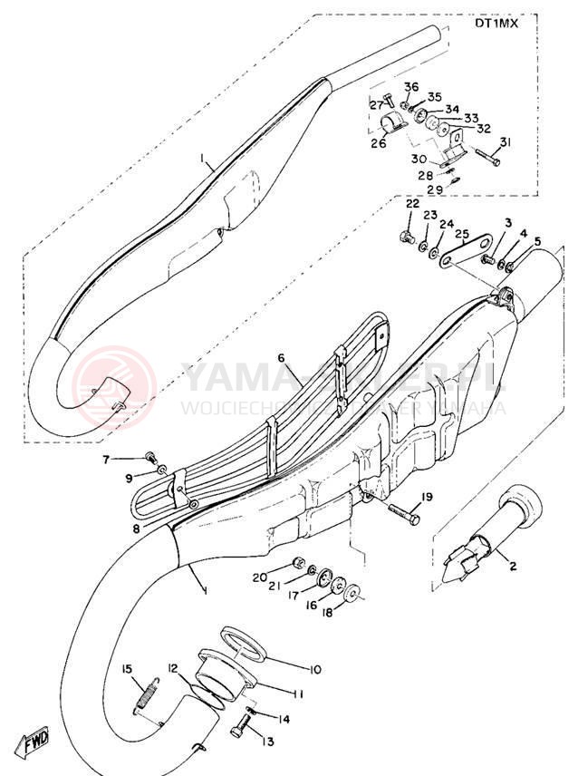 Schemat "tłumik" do Yamaha DT1E/DT1MX
