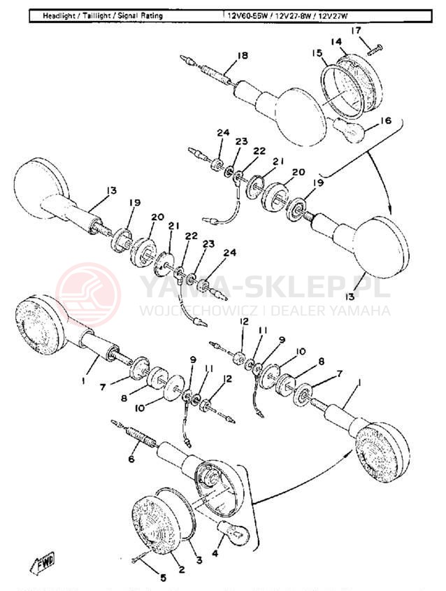 Schemat "kierunkowskazy" do Yamaha XS750F