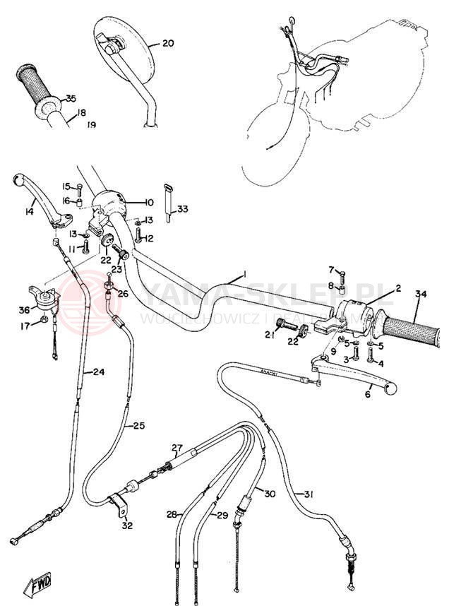 Schemat "Kierownica i osprzęt" do Yamaha AS2C