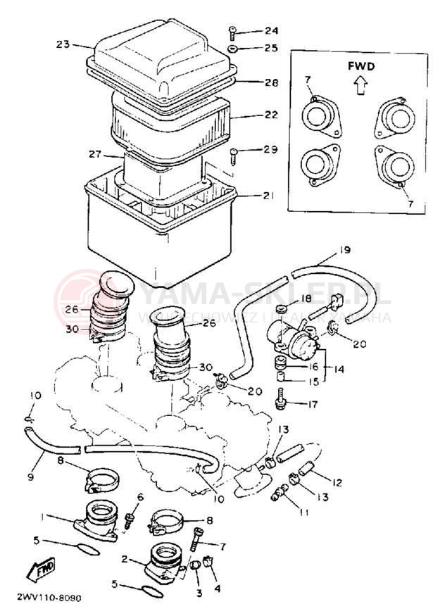 Schemat "Filtr powietrza" do Yamaha XVZ13DD/XVZ13DDC