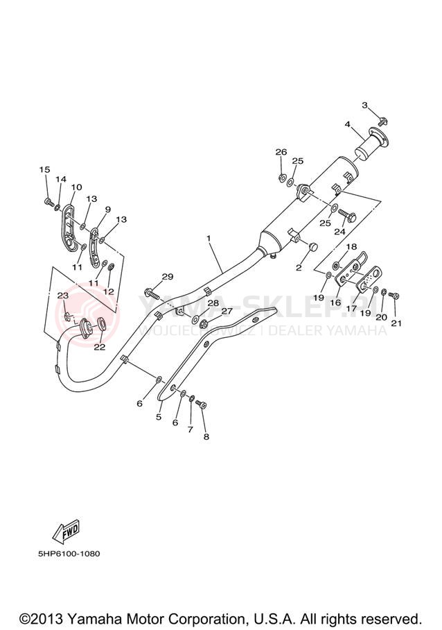 Schemat "Wydech końcowy" do Yamaha TT-R125L TTR125LV