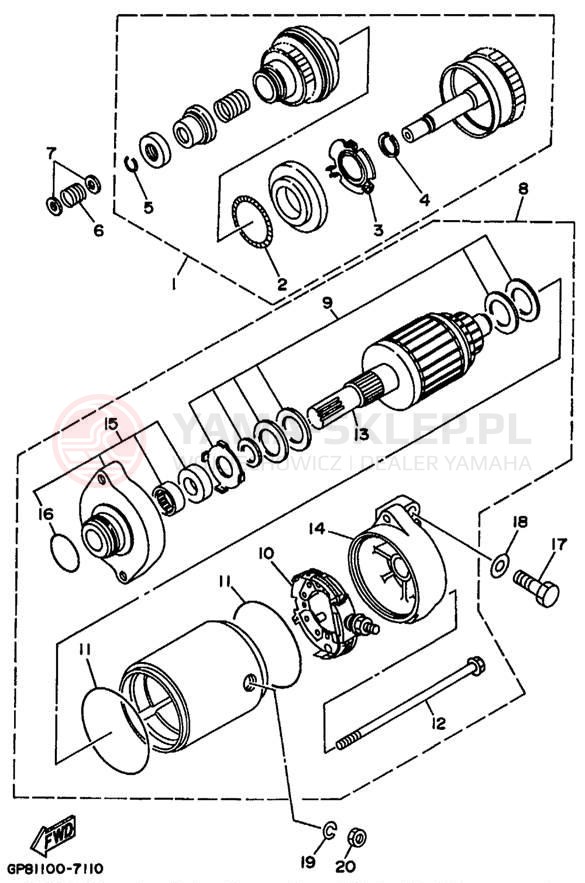 Schemat "rozrusznik" do Yamaha EXCITER 135 EXS1200X