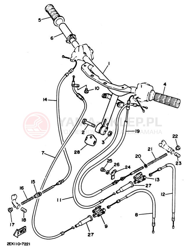 Schemat "Kierownica i osprzęt" do Yamaha RAZZ SH50G