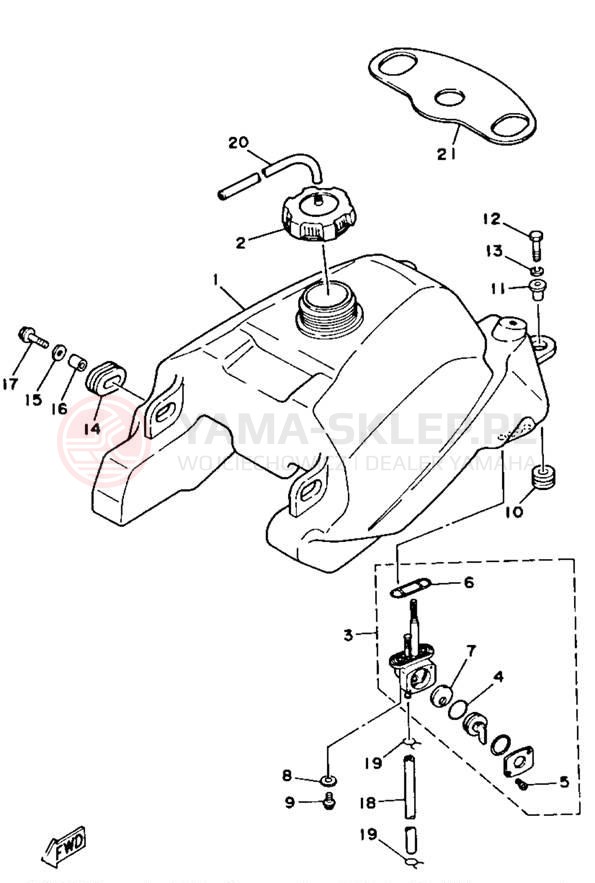 Schemat "zbiornik paliwa" do Yamaha BIG BEAR 4WD YFM350FWB