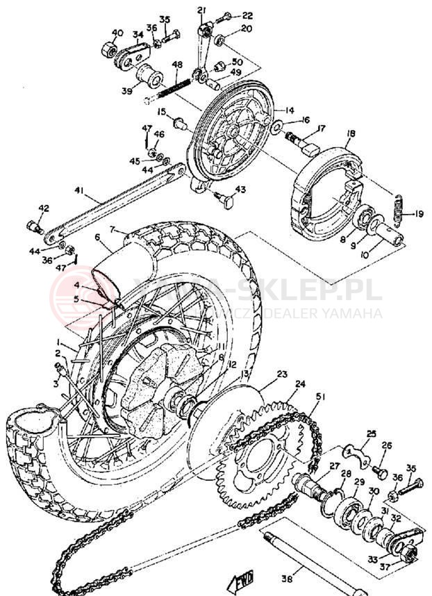 Schemat "Koło tył" do Yamaha R3