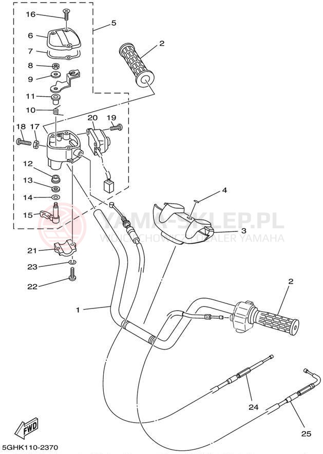 Schemat "Kierownica i osprzęt" do Yamaha KODIAK 4WD HUNTER YFM400FAHP