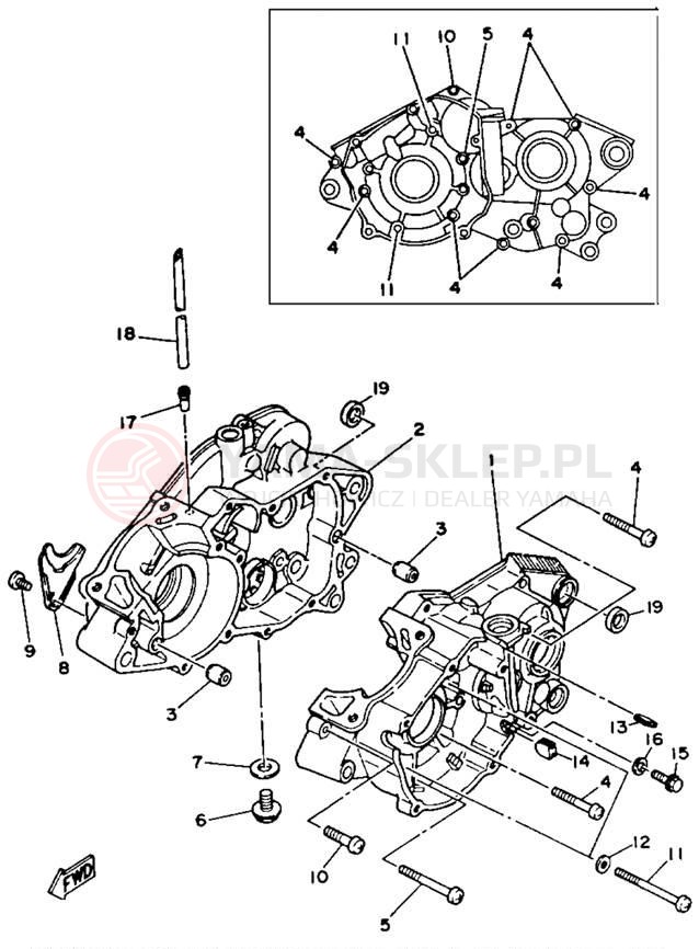 Schemat "Obudowa silnika" do Yamaha BLASTER YFS200D