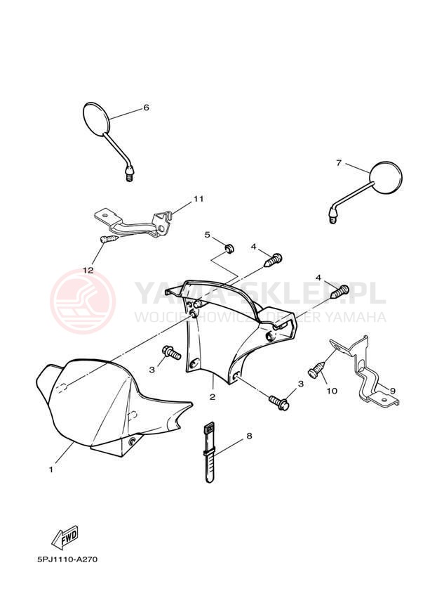 Schemat "elementy nadwozia" do Yamaha ZUMA YW50T