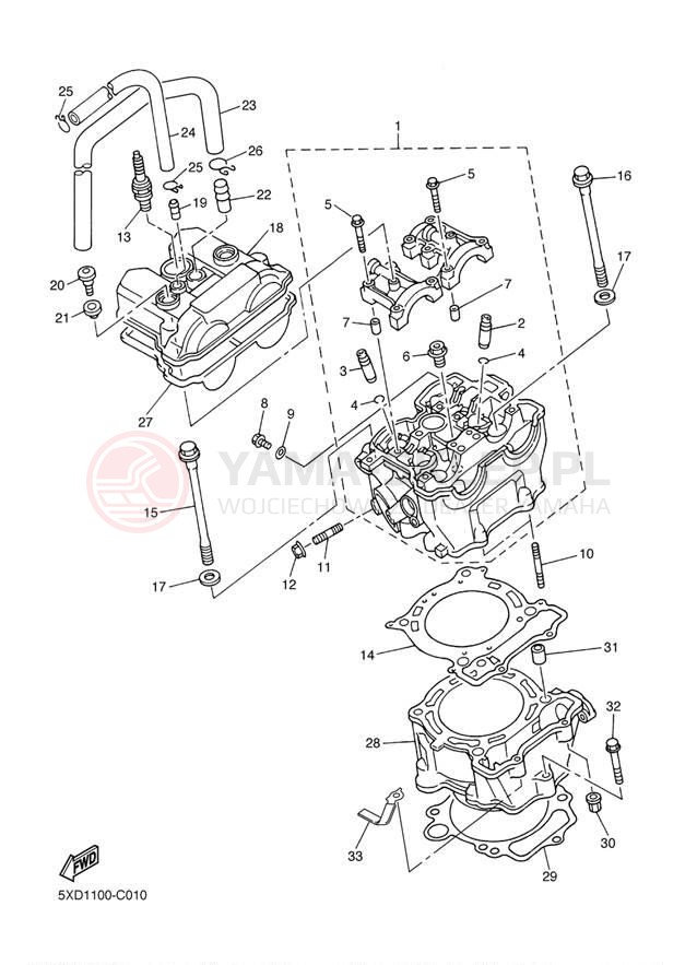 Schemat "cylinder" do Yamaha YZ450F YZ450FS