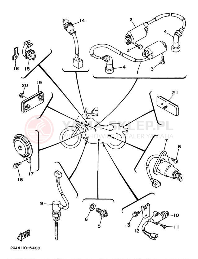 Schemat "układ elektryczny" do Yamaha VIRAGO 250 XV250M/XV250MC