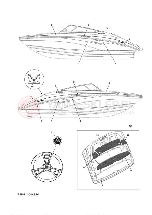 Schemat "naklejki" do Yamaha AR210 LAT1100AN
