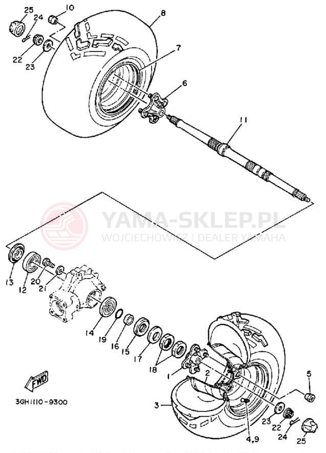 Schemat "Koło tył" do Yamaha MOTO-4 YFM250B