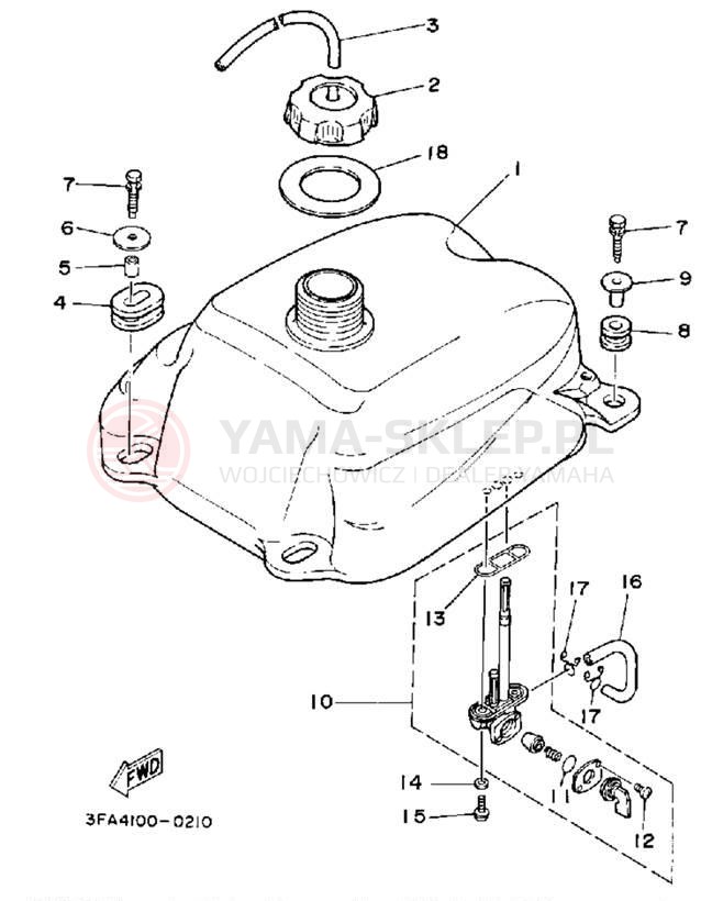 Schemat "zbiornik paliwa" do Yamaha YFA1D