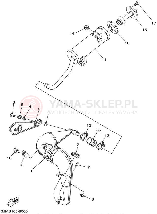 Schemat "Wydech końcowy" do Yamaha BLASTER YFS200P