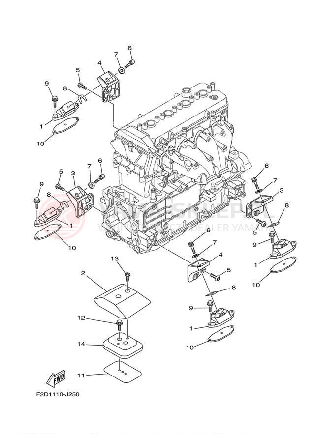 Schemat "Mocowanie silnika" do Yamaha 242 LIMITED SXT1800HJ
