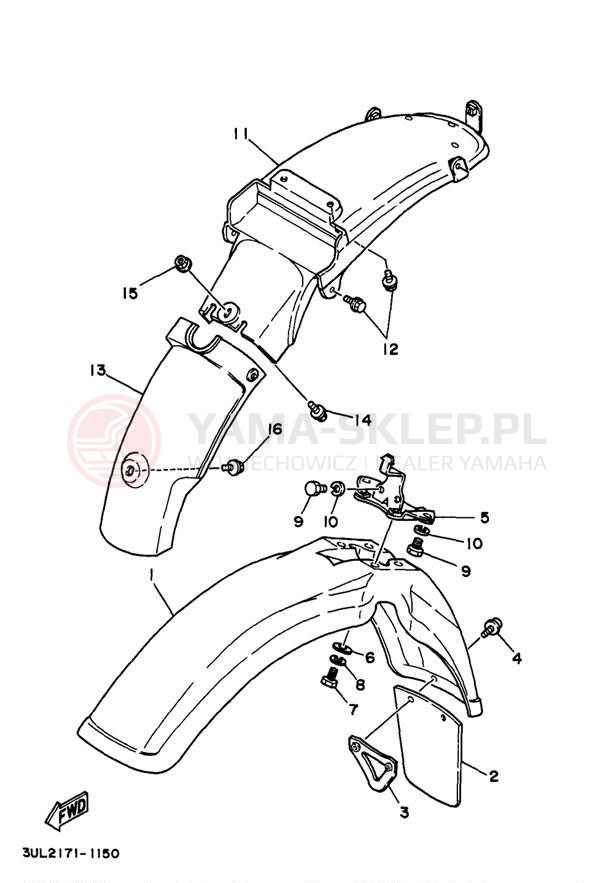 Schemat "błotnik" do Yamaha RT100J