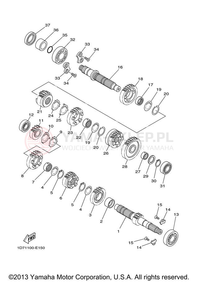 Schemat "Skrzynia biegów " do Yamaha STRATOLINER XV19CTV/XV19CTVC