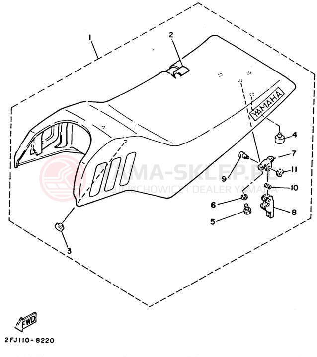 Schemat "siedzenie" do Yamaha BADGER YFM80U