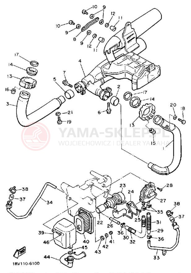 Schemat "Wydech końcowy" do Yamaha VIRAGO 750 XV750AC/XV750A